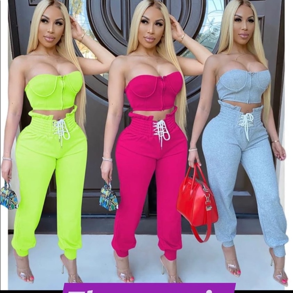 2 piece zipper pants set